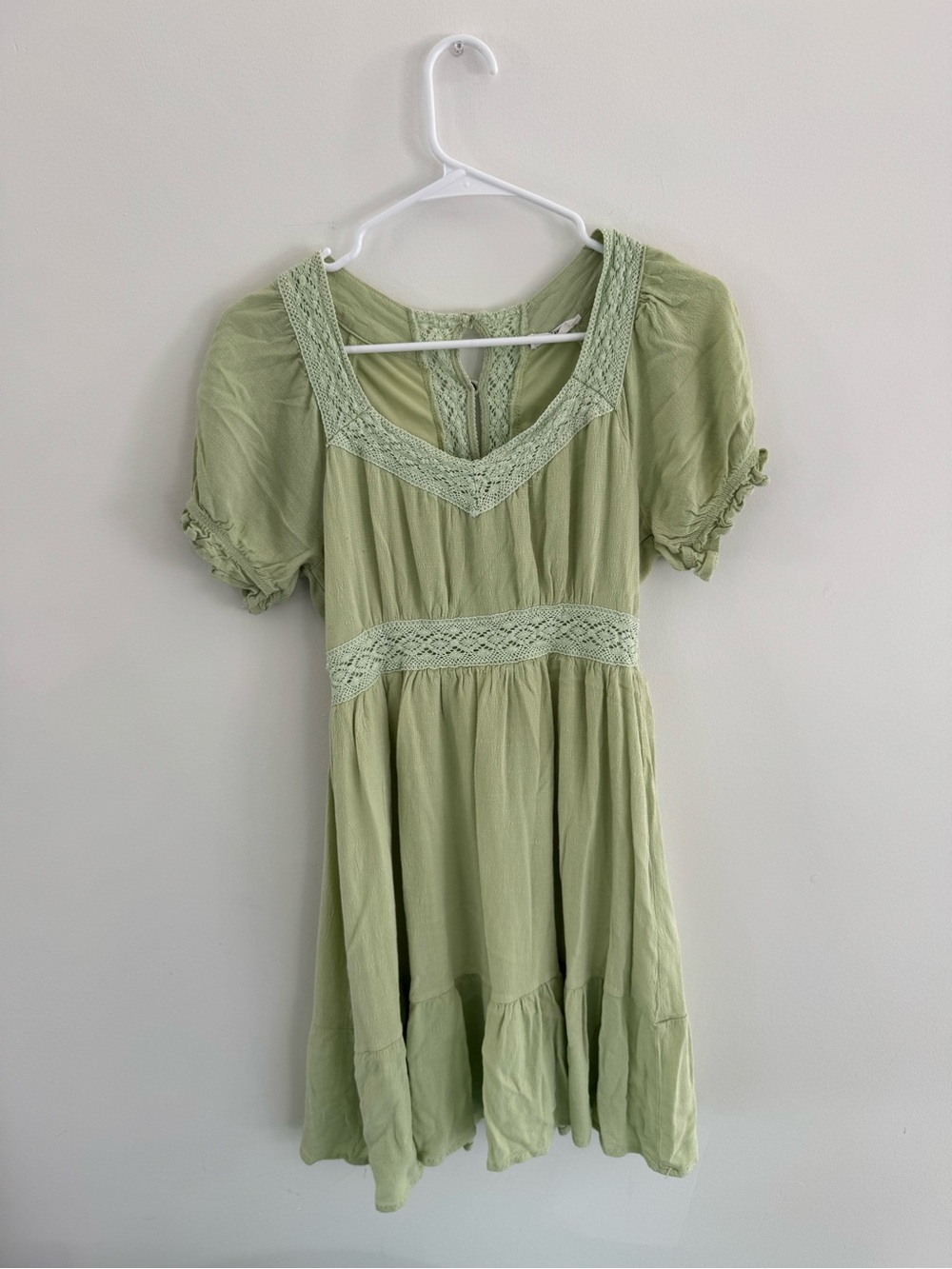 Light Green Lace-Trim Dress